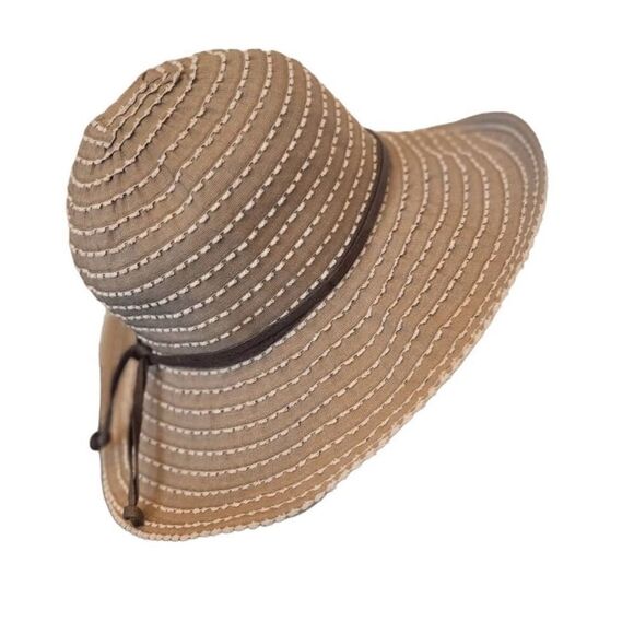 Scala Sun Hat Tan OS One Size Floppy Brim Packable Beach Wedding Summer Shade - Picture 1 of 7